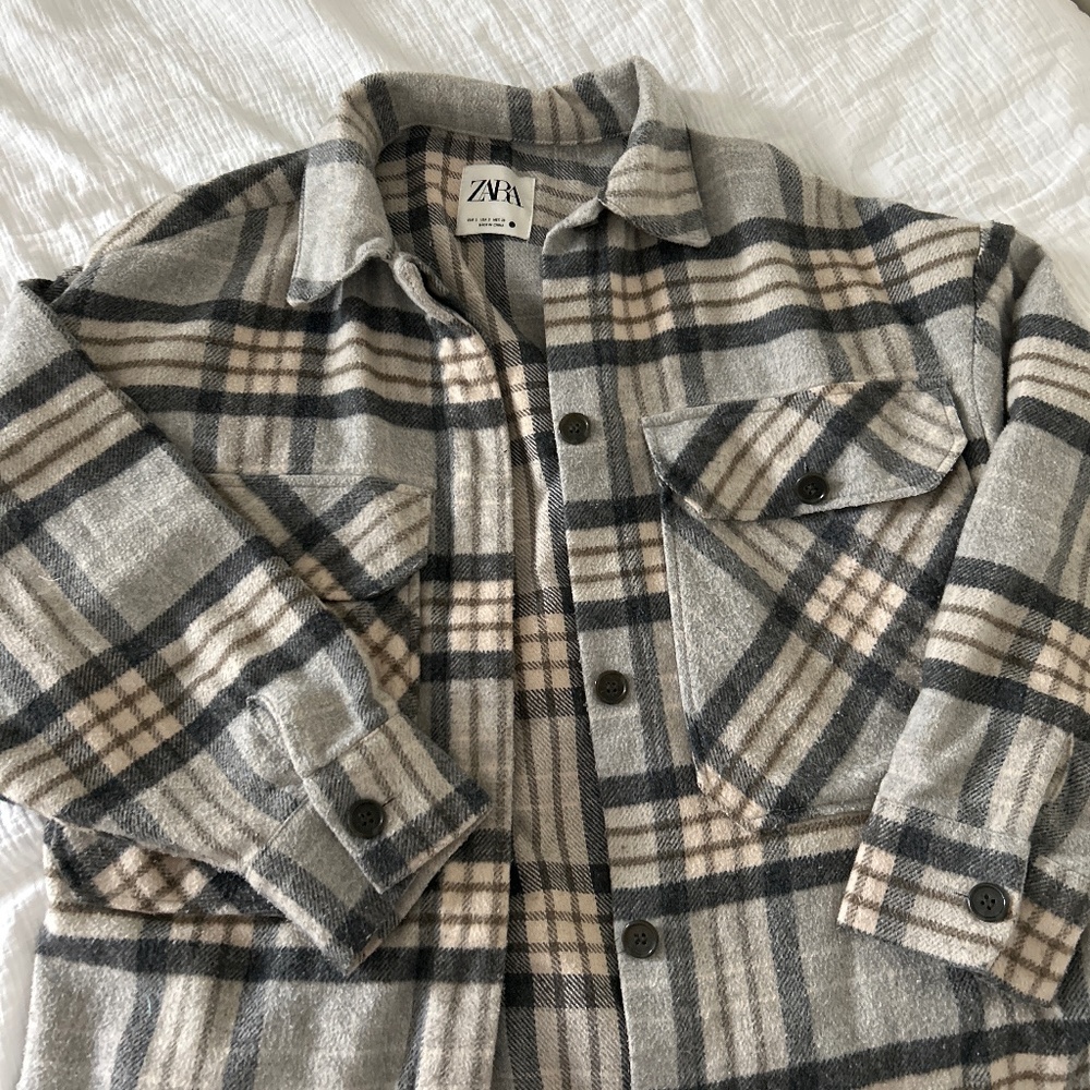Zara Plaid Oversized Blazer Button Up - image 1